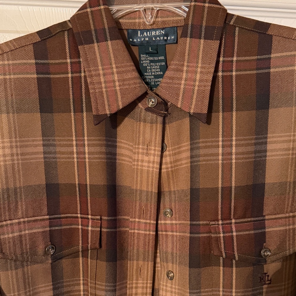 Ralph Lauren Tan and Brown Checkered Shirt